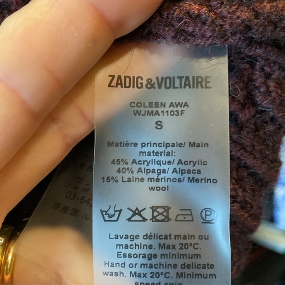 Zadig &Voltaire COLEEN chunky knit wool sweater SZ S - Picture 5 of 7